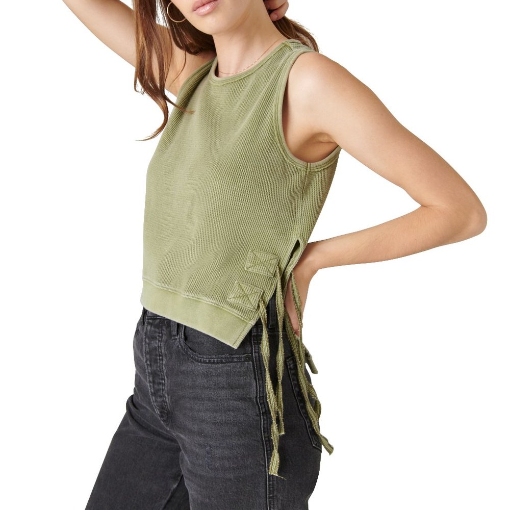 Lucky Brand Sleeveless Side Tie Hi-Low Tank - Green - Picture 3 of 7